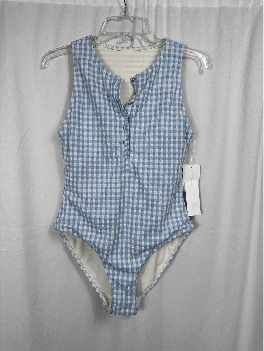 Andie Sky Gingham One Piece Swimsuit Medium